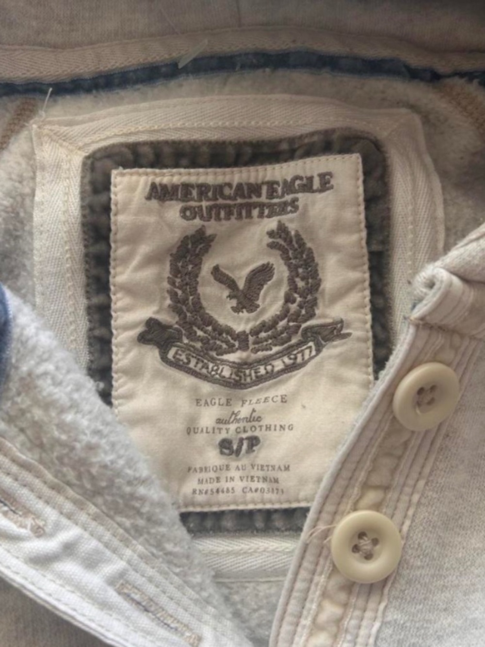 Vintage American Eagle Button Up V neck Y2K Hoodie Small - Picture 4 of 4